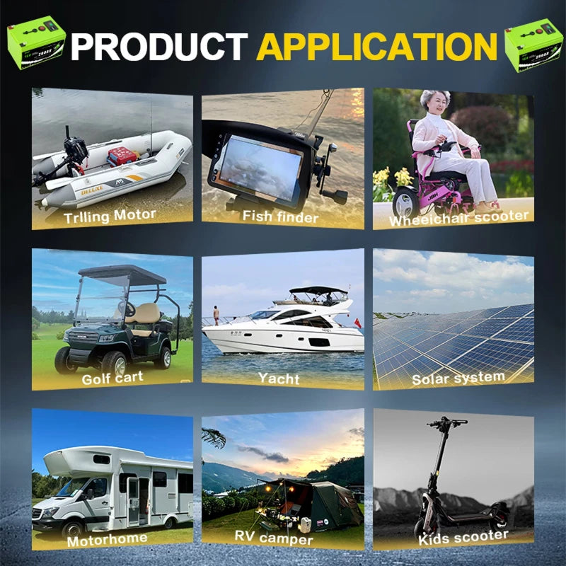 12V 160Ah/180Ah/200Ah 18650 Lithium Battery Pack with USB Port & LED Display, Portable Power Station for RV Boat Solar Storage