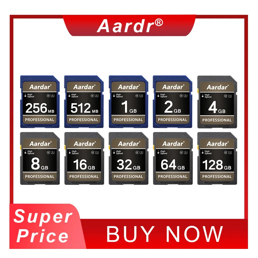 256MB 512MB 1G 2G 4G 8G 16G 32G 64G Memory SD Card High Speed Professional Storage Aardar Camera Memory Card U1 Class 10 UHS-I