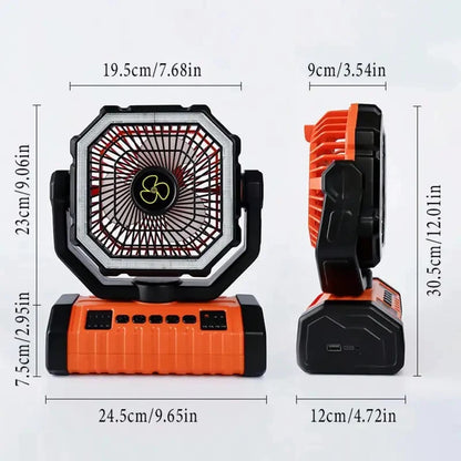 2026 New Hot-Selling Rechargeable Outdoor Camping Fan, 20000mAh Battery-Powered Fan, Long-Life Rechargeable Shaking Head Fan.