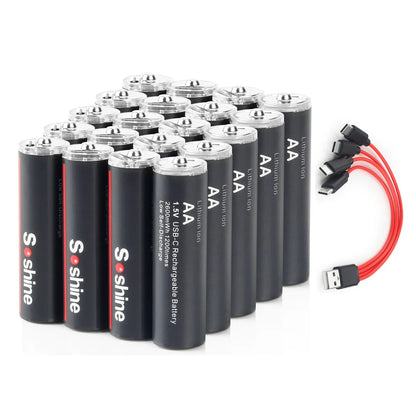 Soshine AA and AAA Li-ion Rechargeable Batteries USB Lithium 1.5V AA 2600mWh 3500mwh 4200mwh +1.5V AAA 600mwh 1100mWh Battery