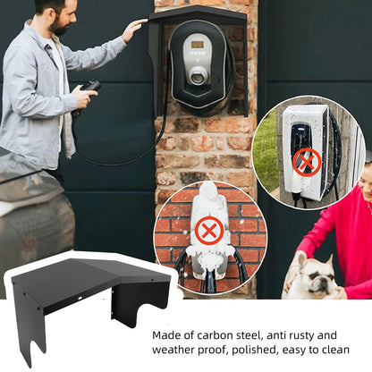EV Charging Station Roof Cover 11x17.3x11in, Carbon Steel Weatherproof for Outdoor Wall Box Protection