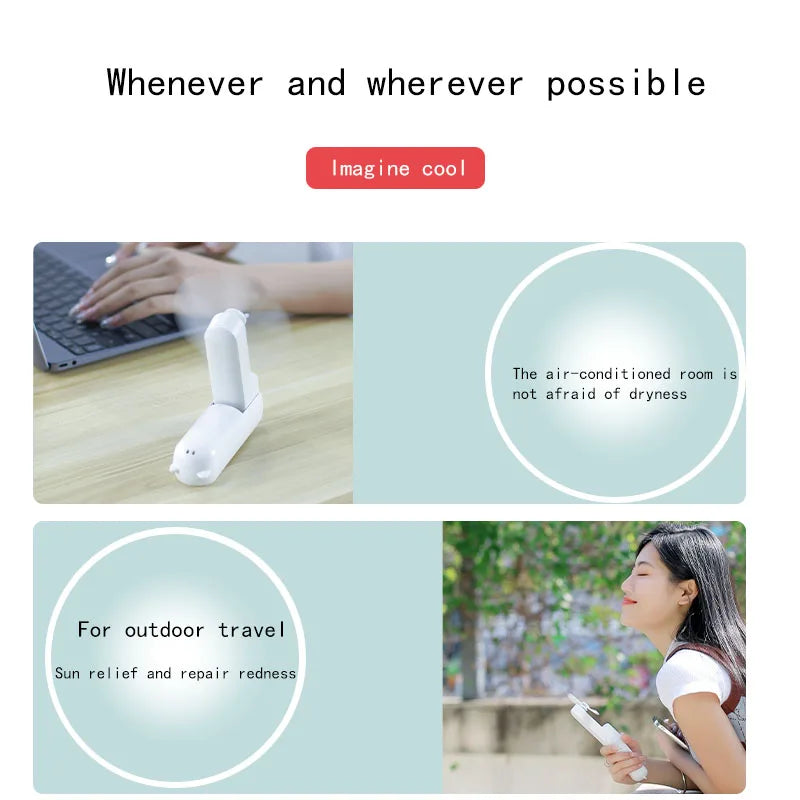 2000mAh Mini Portable Fan USB Rechargeable Cooler Collapsible Handheld Desktop Fan Quiet Foldable Office Home Handy Power Bank