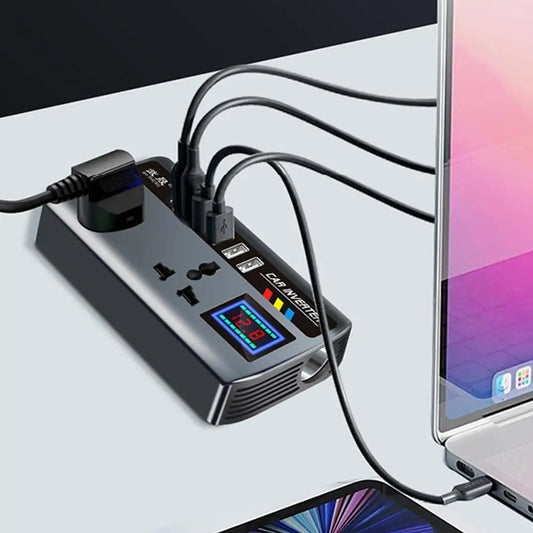 Car Inverter Converter 12V/24V To 220V Outlet Fast Inverter 3 Portable Power Charger Charging Ports Socket Transformer USB R8Y7