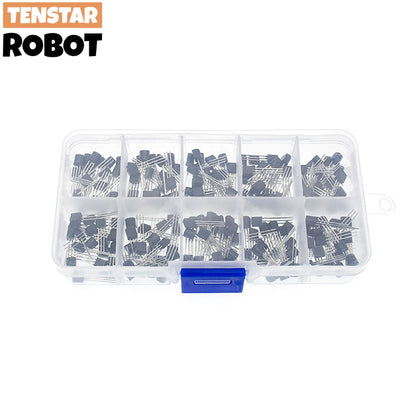 TO-92 BC337 BC327 2N2222 2N2907 2N3904 2N3906 S8050 S8550 A1015 C1815 Transistor Assortment Kit 10value 200PCS,Transistors Box