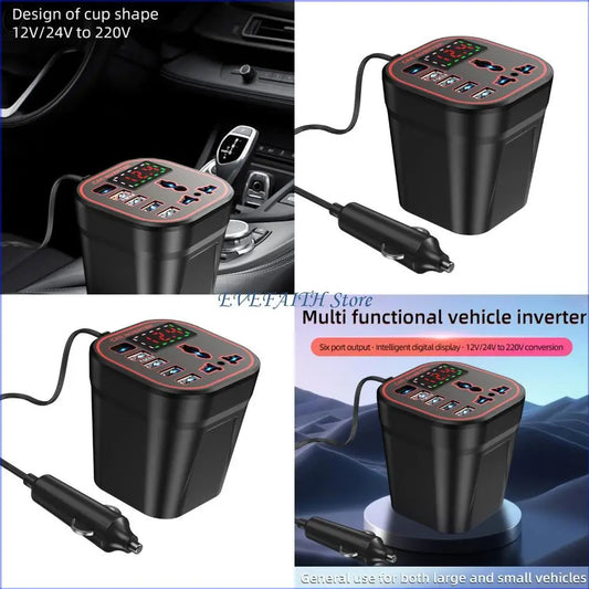 124B Versatile Portable 200W Auto Inverter Transforms 12V 24V Into 220V For Travel And Camping Road Trips And Emergencies