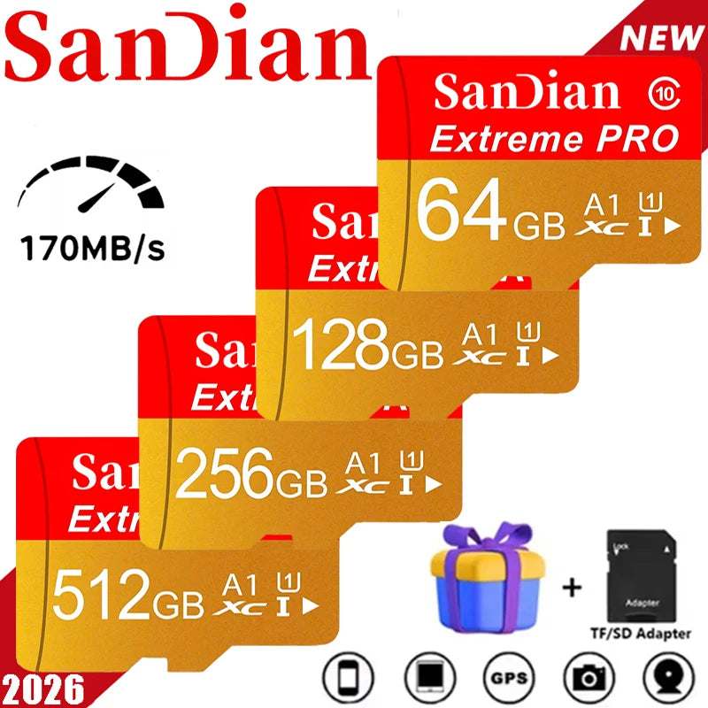 512GB 128GB 32GB Memory Card High-Speed Micro TF SD Card A1 SD Cards TF Cards High Performance for E-Reader/Security Camera/Phon