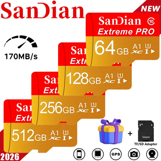 512GB 128GB 32GB Memory Card High-Speed Micro TF SD Card A1 SD Cards TF Cards High Performance for E-Reader/Security Camera/Phon