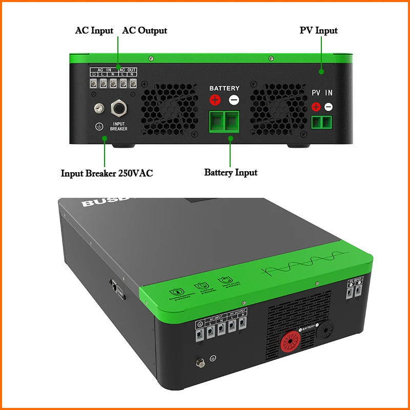 4.2KW 6.2KW Hybrid Solar Inverters 24V 48V 230V Pure Sine Wave Off Grid MPPT 100A/120A Solar Charge Controller For Solar Panels