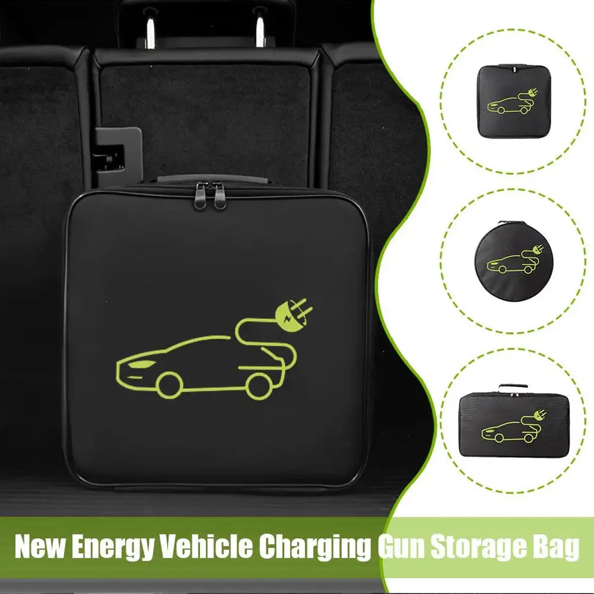 New Electric Vehicle Car Charging Cable Storage Carry Bag EV Charger Plugs Sockets Waterproof Fire Retardant Equipment Container