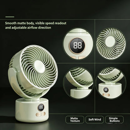 USB Rechargeable Quiet Oscillating Fan Long Battery Life High Airflow Camping Circulator for Home Office Use