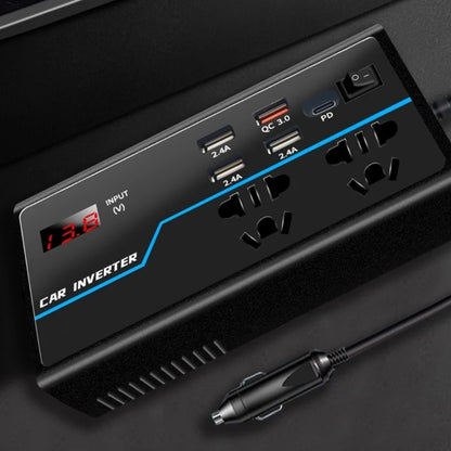 Portable Car Inverter Converts 12V/24V  to 110V/220V  with Voltages Display Compact Vehicle Inverter Simple Operate D7YA