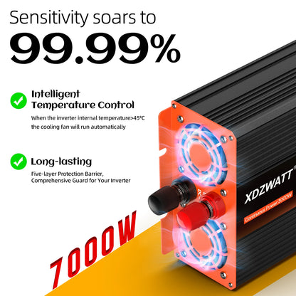 7000W Peak Power Pure Sine Wave Inverter DC 12V to AC 220V 230V EU Socket For RV Travel Household Appliances LCD Display Protect
