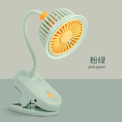 USB Rechargeable Clip on Small Fan 360° Adjustable Battery Powered Mini Fan Strong Wind Flexible Neck Desktop Stroller Quiet Fan