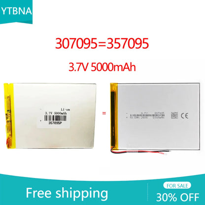 307095/357095 5000mAh 3.7V High Capacity Polymer Lithium Batteries Rechargeable Battery New Date Accessory DIY Equipment Tools