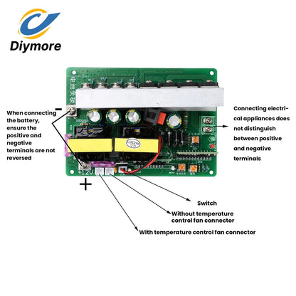 500W Inverter Module DC 12V to AC 220V Step-Up Converter with Switch and Fan Interface Supports Projectors Rice Cookers