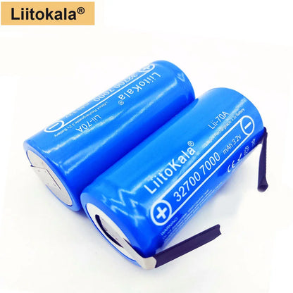 3.2V LiitoKala 32700 7000mAh Lii-70A LiFePO4 Battery Continuous Discharge Maximum 55A High Power Battery+Nickel Sheets