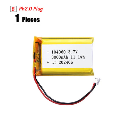 3.7V Lipo Battery Ph2.0 Plug Rechargeable Lithium Battery 3.7V For PS4 Humidifiers GPS Navigation  Bluetooth Speaker MP3 MP4