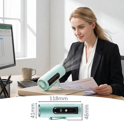 3-in-1 Portable USB Rechargeable Fan 199 Variable Speeds High Capacity 3000mAh Handheld Neck Hanging Fan for Camping Pocket Fan