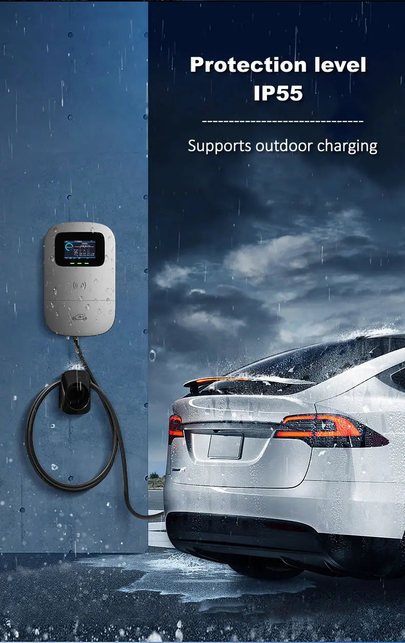 JIGU 11KW Electric Vehicle Charger GBT Car Charging Station Wallbox 380V EV Charger 16A GB/T Charging Cable 10 meters
