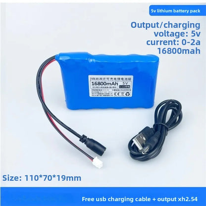 5V 16800mAh Lithium Battery Pack Rechargeable Single Chip Microcomputer for USB Fan 4G Wireless Network Wi-Fi Bluetooth