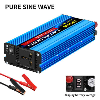 Pure Sine Wave Inverter 1000W-4000W DC 12V and 24V to AC 220V 50hz Power Inverter Charger  Adapter Universal Socket