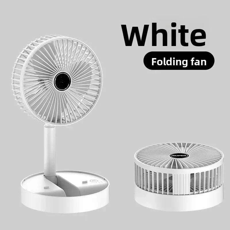 USB Charge Mini Foldable Extendable Fan Long Battery Portable Quiet Cool Fan for Dorm Home Office Indoor Desktop Cooling Gadget