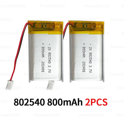 Lithium Battery Li Polymer Batteries 800mAh 3.7V 802540 Lipo 082540 for Flashlight Remote Controller Handheld Fans 1pcs-10PCS