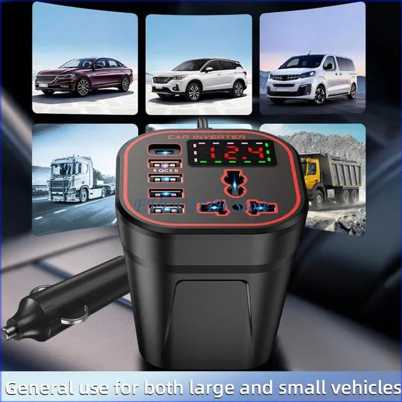 124B Versatile Portable 200W Auto Inverter Transforms 12V 24V Into 220V For Travel And Camping Road Trips And Emergencies