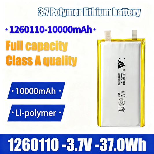 3.7V 10000mAh 1260110 Battery Lithium Polymer Batteries Lipo Li-Po Rechargeable Cells for Power Bank Laptop Camping Lights Diy