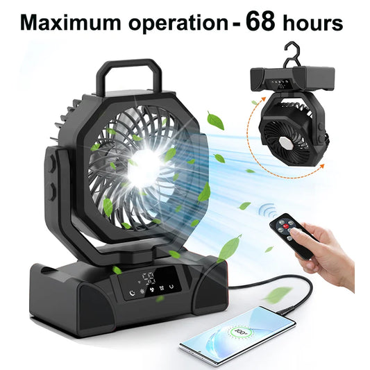 5 Speed USB Rechargeable Fan Desktop Portable Circulator Wireless Ceiling Electric Fan With Power Bank LED Lighting New F14