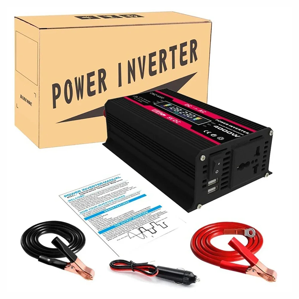Solar Power Inverters 4000W Modified Sine Wave USB Car Inverter DC 12V 220V 110V LCD Display Transformer Voltage Converter