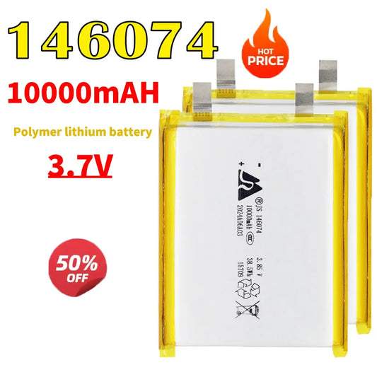 3.7V 10000mAh 146074 Lithium Polymer Battery 1376074 Lipo Li-Po Rechargeable Batteries for Diy Power Bank Laptop Hand Warmer