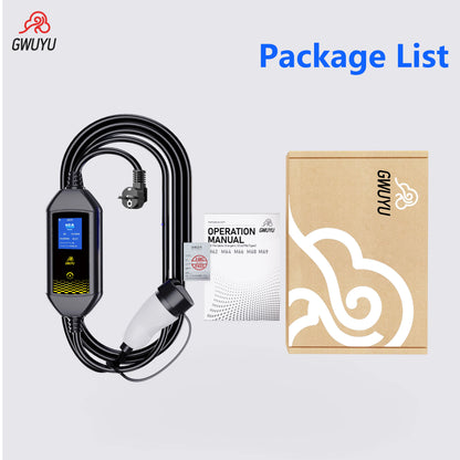 Portable EV Charger 3.5KW AC EV Charging Station Type2 J1772 GBT Portable EV Charging Pile with 2.8 Inch LCD Screen APP Control