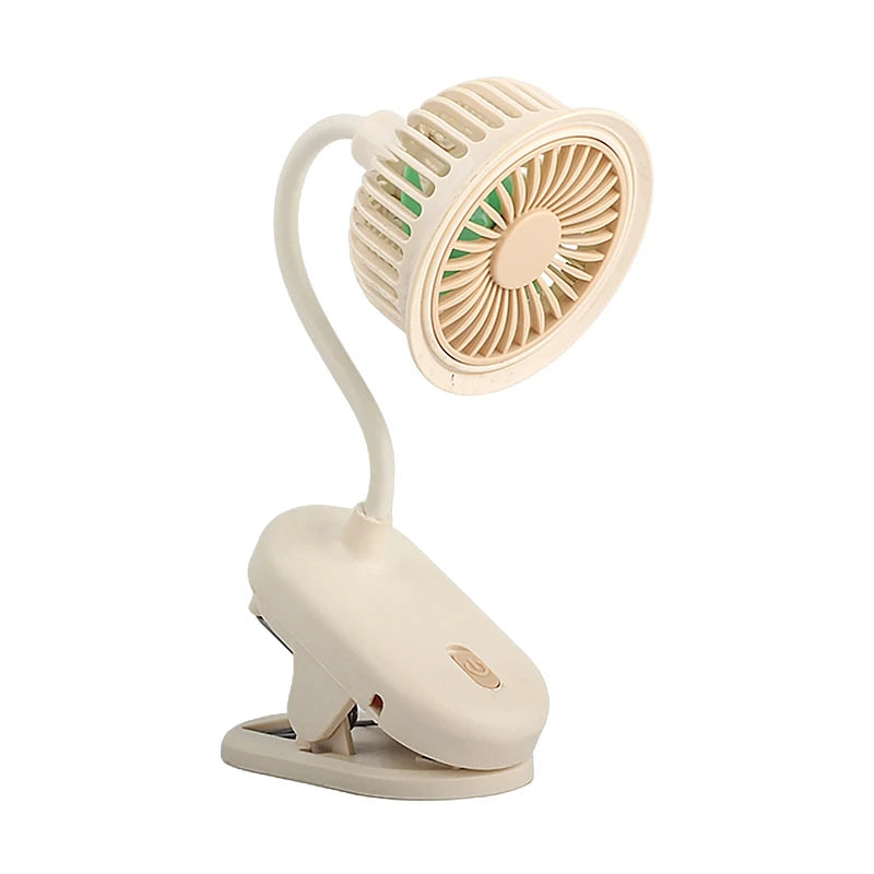 USB Rechargeable Clip on Small Fan 360° Adjustable Battery Powered Mini Fan Strong Wind Flexible Neck Desktop Stroller Quiet Fan