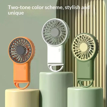 Rechargeable Mini Handheld Fan Strong Airflow Built In Hook Perfect For Office Home Outdoor Travel Use