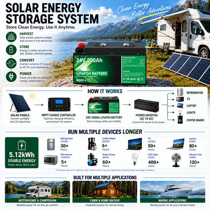 24V 200Ah LiFePO4 Battery 5.12kWh Bluetooth 8S 200A BMS 6000 Cycles 100Ah 300Ah 12V Lithium Battery for Marine RV Solar Off-Grid