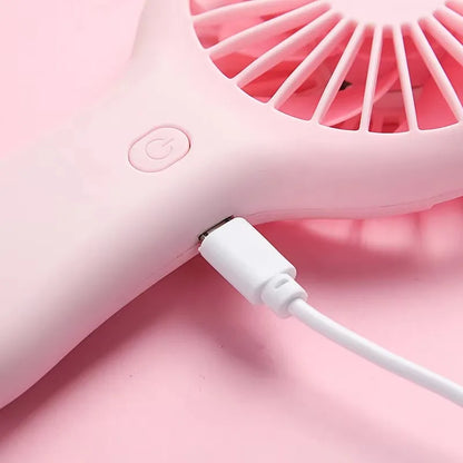 5pcs Portable Rechargeable Electric USB Charger Battery Handheld Mini Fan 3 Speed Lightweight with Data Cable Air Cooling Fans