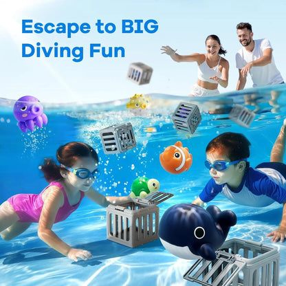 kids Pool Diving Toys With Animals Floating Easy Release Pool Sinking Toys Swimming Accessories For Boys Girls Summer Vacation