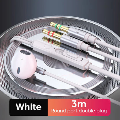 3M/2M Earphones Wired Headphones 3.5mm Audio Microphone Dual Plug For Desktop Computer Headset Gamer PC Earbuds In-Ear Earphone