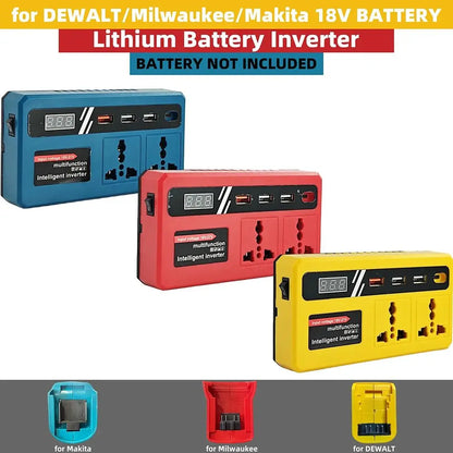 1Pcs 18v 20v To 220v Battery Inverter Multifunctional with 4 USB LED Socket Smart Transformer Household 120W