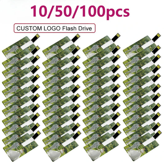 10/50/100PCS Credit Card Flash Drive 1GB 2GB Memory Storage 4GB 8GB 16GB 32GB 64GB USB 2.0 Pen Drive Custom For Gift USB Disk
