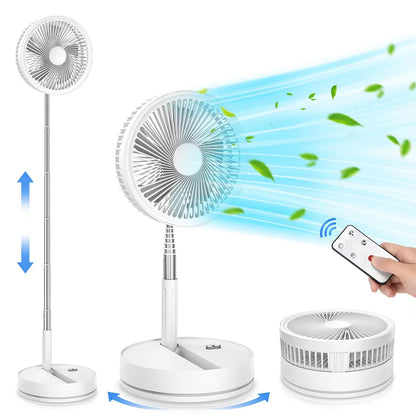 Portable Foldable Rechargeable Fan 7200mah Battery Operated USB C Small Fan Remote Table Desk Fan Folding Standing Pedestal Fans