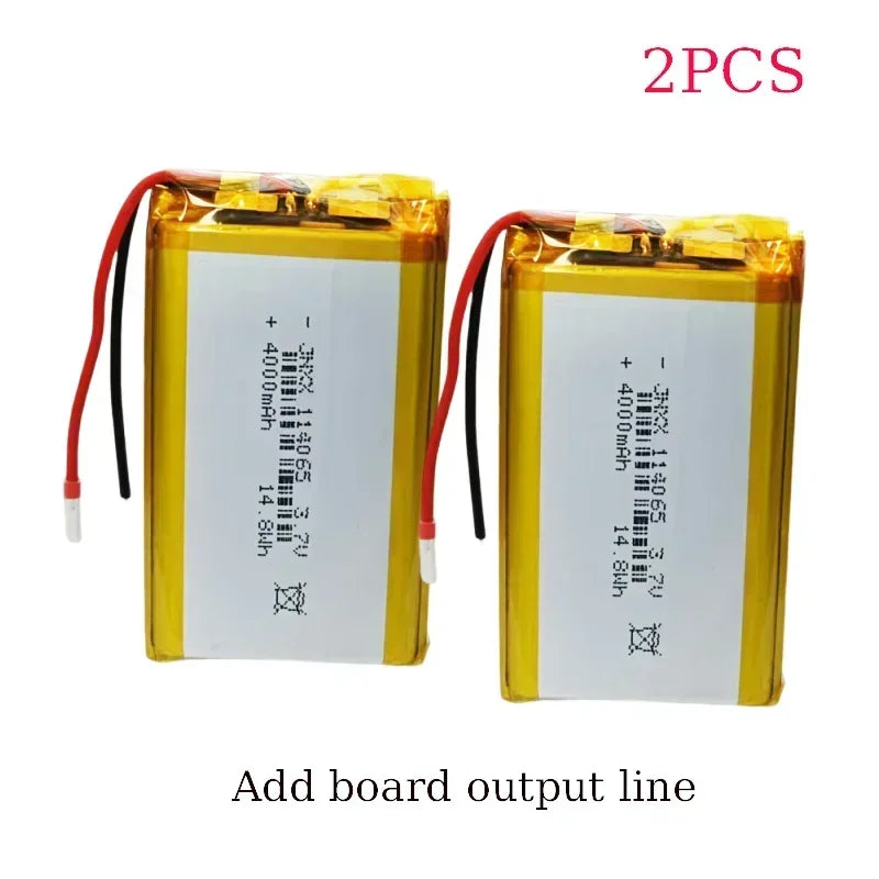 114065 Lithium Polymer Battery 3.7V 4000mAh Li-po Rechargeable Batteries for Power Bank Beauty Instrument Headphone Tachograph