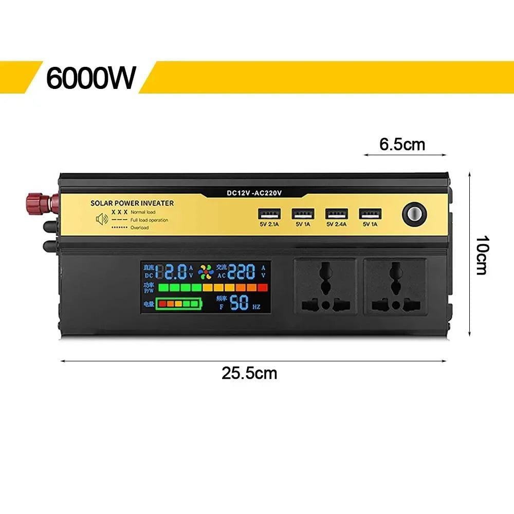 Modified Sine Wave Power Inverter 6000/5000/4000/3000W LCD Display DC 12V 24V to AC 220V Transformer Convert Charging Converter