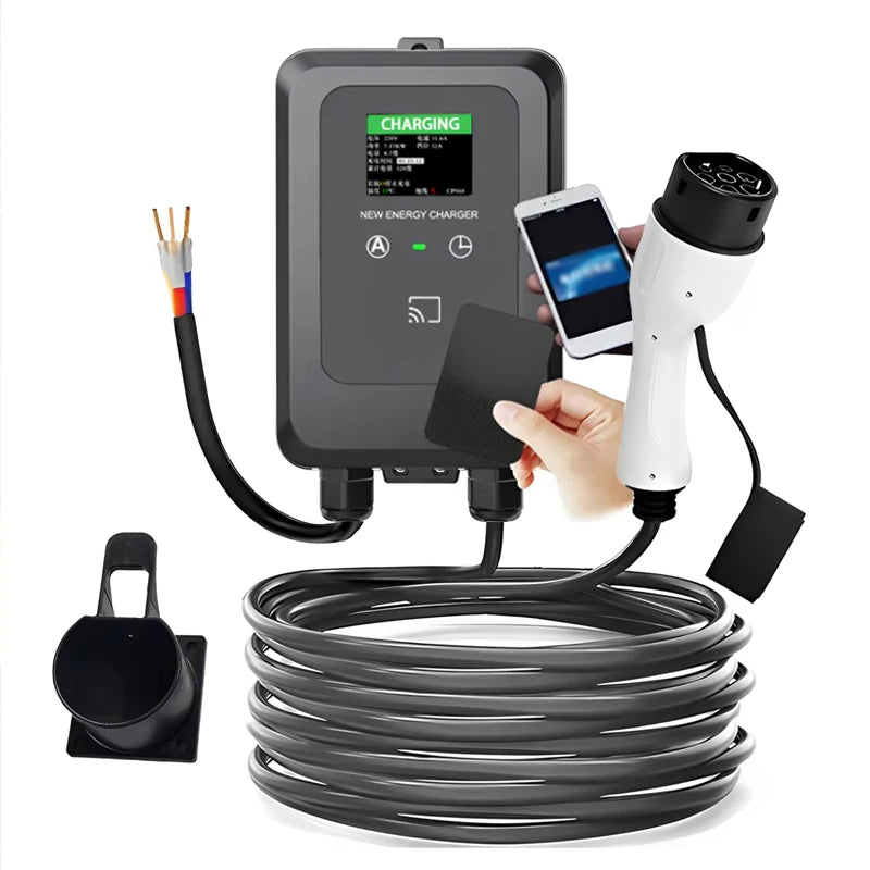 EV Wallbox 5M/10M 7KW 32A Charging Station Car Home EV Wallbox Electric Car EV Wallbox With 5M Cable Color Screen