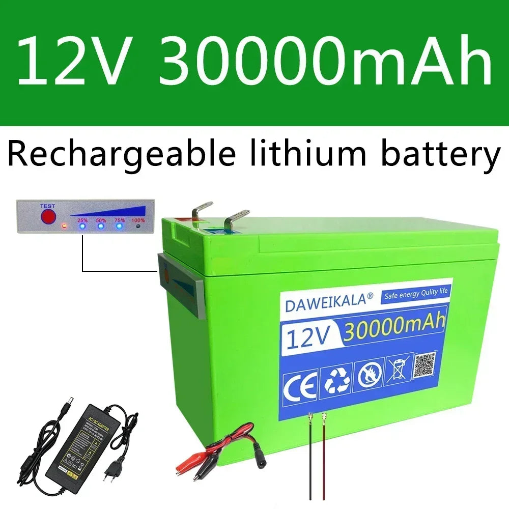 12V Battery 30Ah Built-In 20A BMS 18650 Lithium Battery Pack For Electric kid's toy car LED lighting Battery 12.6V Charger