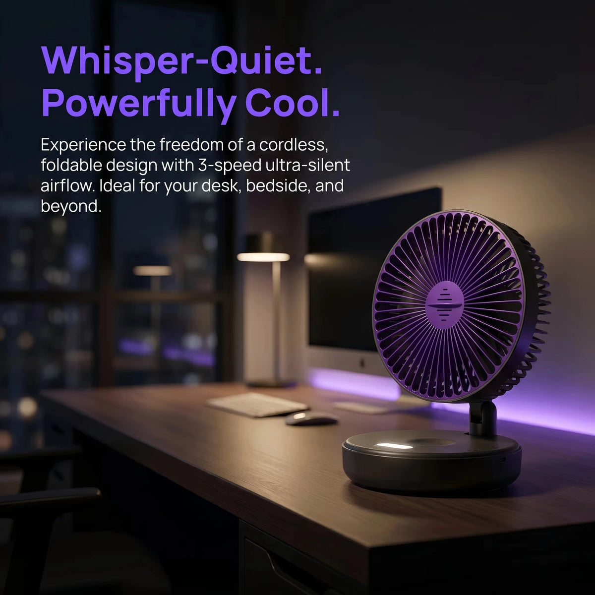 5000mAh 3 IN 1 Multifunctional Fan Foldable Rechargeable Wall Mounted Portable Fan Ultra Quiet High-Speed Air Circulation Fan