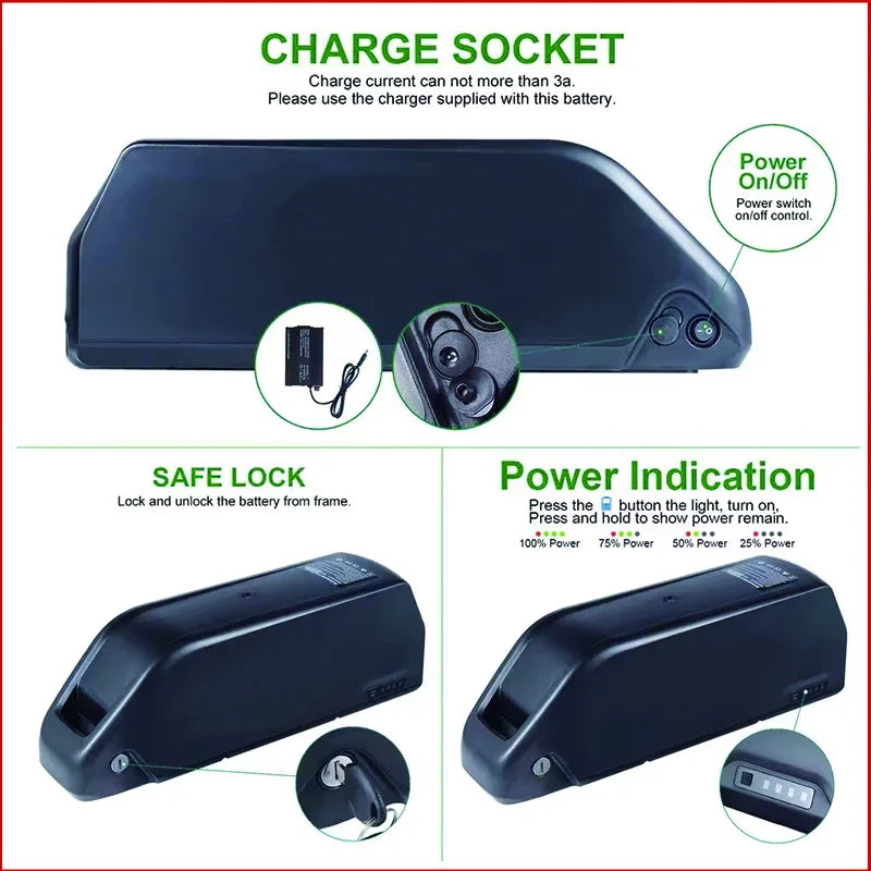 Electric bike Batterie 36v 48v 52v 25ah 30 40ah 50ah 60ah Lithium Battery ebike Hailong 60v 72v 1000w 2000w 3000w Conversion Kit