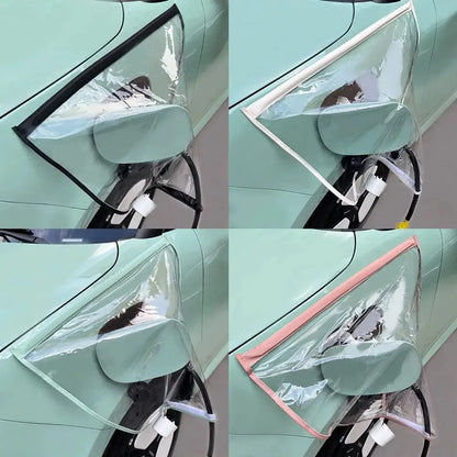 Car Charging Port Rain Cover, EV Charger Plug Cover Magnet Transparent Cover For Electric Vehicle Waterproof Outdoor Charging