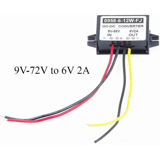 DC 12V 24V 36V 48V 9V-72V Convert to 6V 2A 12W Step Down Car Power Inverters Waterproof Power Adapters Buck Voltage Converters